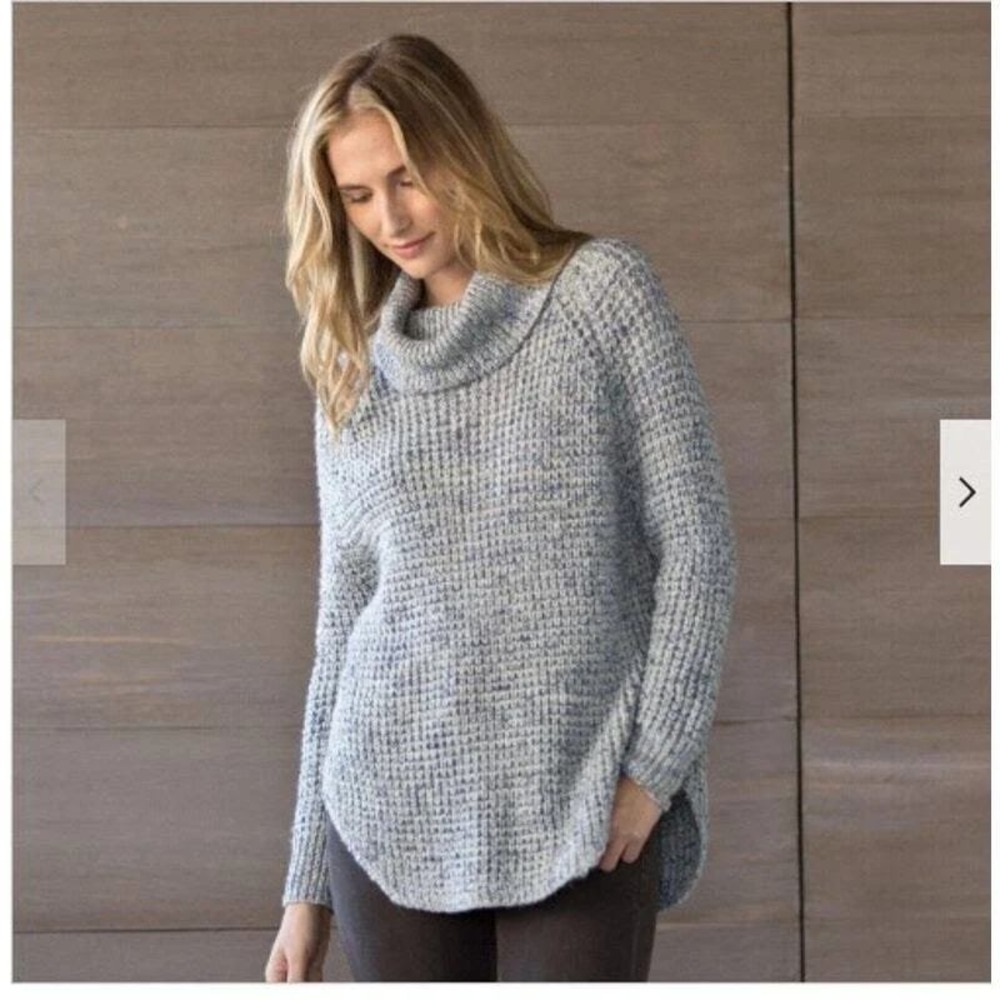 Free People Sweater Size XS Dylan Tweedy Wool Cowl Neck Chunky Tunic Fisherman